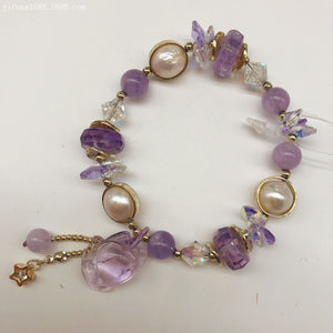 Amethyst Fox Pendant Baroque Pearl Bracelet