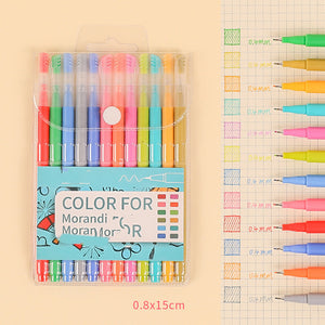 Set Of 12 Japanese Retro Colored Gel Pens