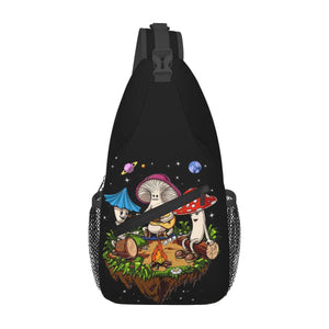 Hippie Magic Mushroom Chest Bag,  Sling Crossbody Backpack, Chest Bag, Travel Hiking Daypack, Shoulder Bag