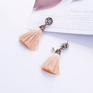 AENSOA Ethnic , Tassel Feathers,  Dreamcatcher Long Drop Earrings For Women