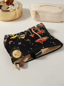 1pc Mushroom Forest Pattern Corduroy Zipper Lightweight Multi functional Bag