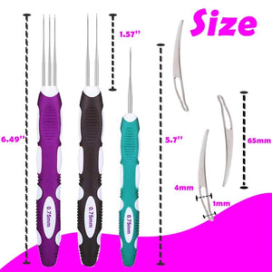 3pcs Dreadlock Crochet Hook Set With Ergonomic Handle, 0.75Mm