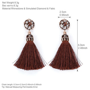 AENSOA Ethnic , Tassel Feathers,  Dreamcatcher Long Drop Earrings For Women