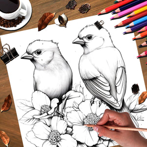 Flowers and Birds Adult/advanced Colouring-Original Design