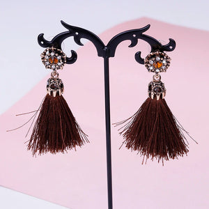 AENSOA Ethnic , Tassel Feathers,  Dreamcatcher Long Drop Earrings For Women