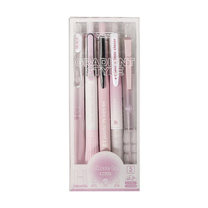 5pcs Chic Pink Blush Retractable Gel Pens 0.5mm Fine Point  Black Ink - Perfect for Daily Office Use Smooth Writing Supplies