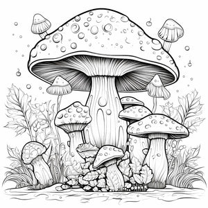 Whimsical Tree House Adult Picture Book Enchanting Mushroom Home Micro World Sketches Perfect Pencil Coloring Book