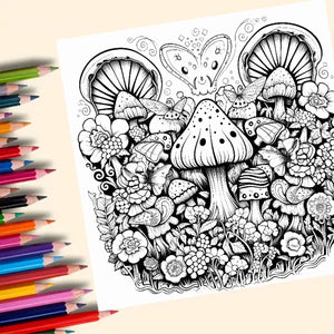 Whimsical Tree House Adult Picture Book Enchanting Mushroom Home Micro World Sketches Perfect Pencil Coloring Book