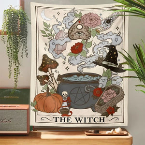 The Witch Tarot Card Tapestry Wall Hanging-Bohemian, Cottage core,  Home Decor