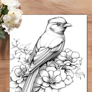 Flowers and Birds Adult/advanced Colouring-Original Design