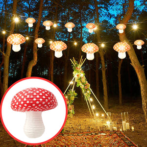 Large mushroom shaped 3D cottage core paper lanterns