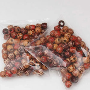 100 pcs 11x12mm Wooden Beads 5mm Medium Hole Vintage Painted Wooden dreadlock Beads