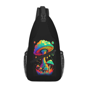 Hippie Magic Mushroom Chest Bag,  Sling Crossbody Backpack, Chest Bag, Travel Hiking Daypack, Shoulder Bag