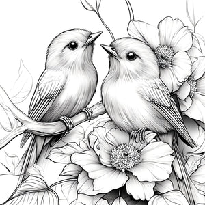 Flowers and Birds Adult/advanced Colouring-Original Design