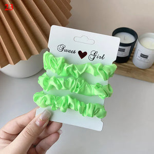 3Pcs/Set Sweet Colors Satin Silk Hair Band